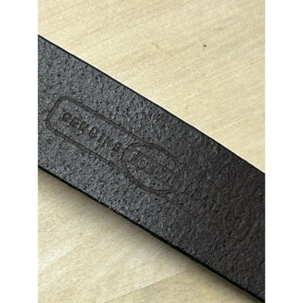 Fossil Mens Genuine‎ Leather Belt Dark Brown Silver Buckle Size Medium